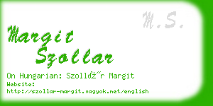 margit szollar business card